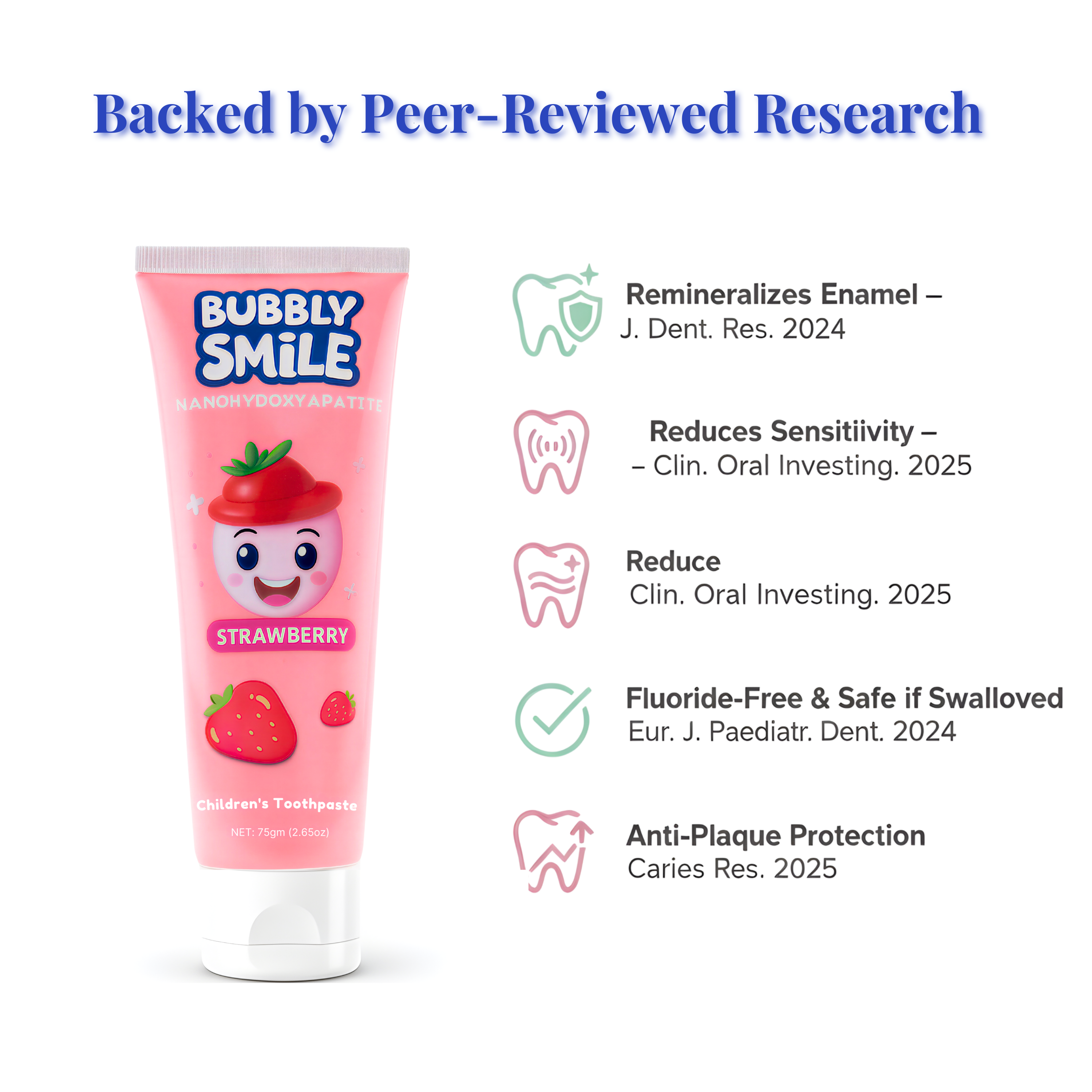 Bubbly Smile Kids Nano Hydroxyapatite Toothpaste Set – Fluoride-Free + Bonus Soft Toothbrush