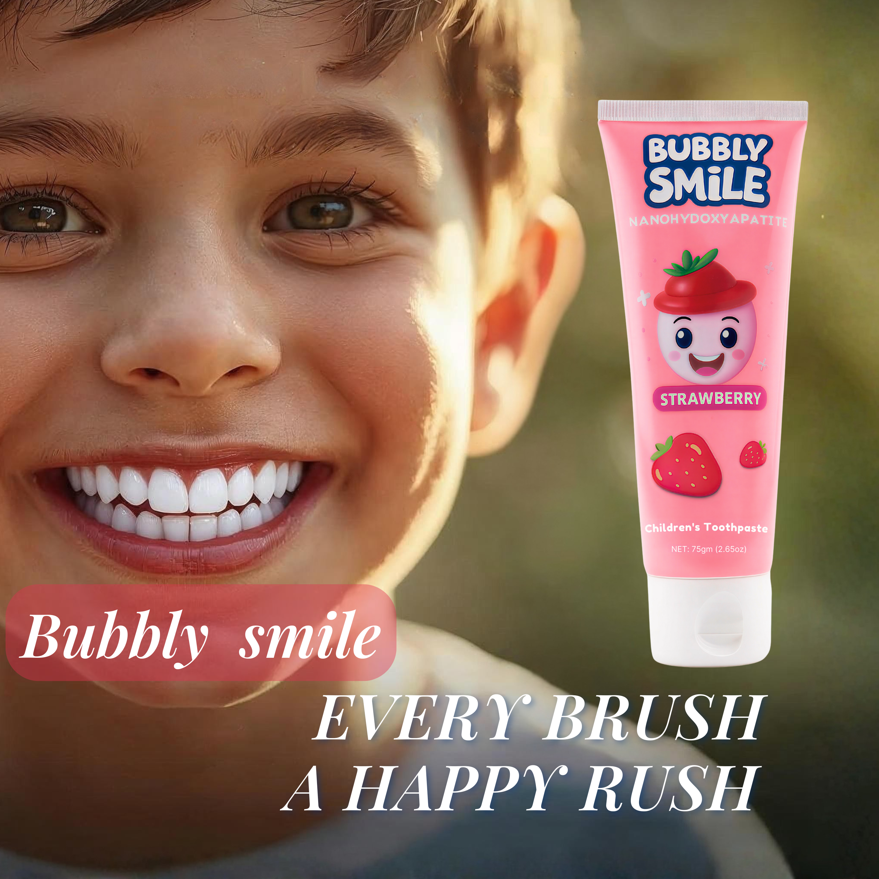 Bubbly Smile Kids Nano Hydroxyapatite Toothpaste Set – Fluoride-Free + Bonus Soft Toothbrush